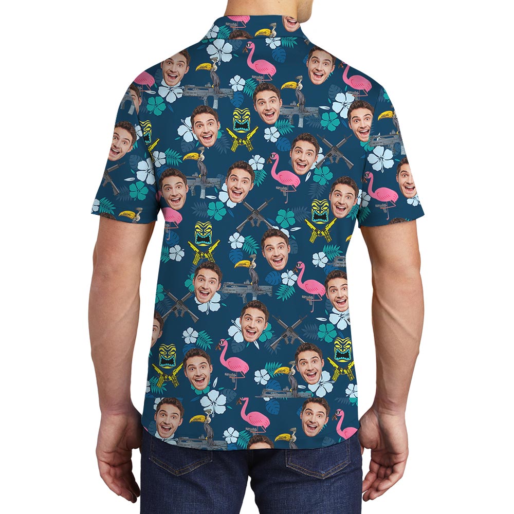 Hawaiian Custom Polo Men With Flamingo Pattern