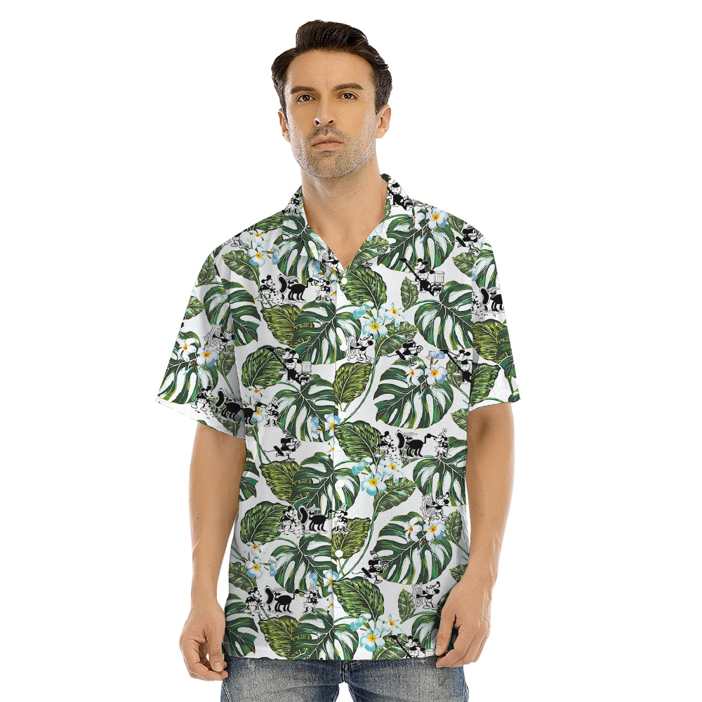 Tropical Leave Floral Mickey Steamboat Willie Matching Family Hawaiian Outfits