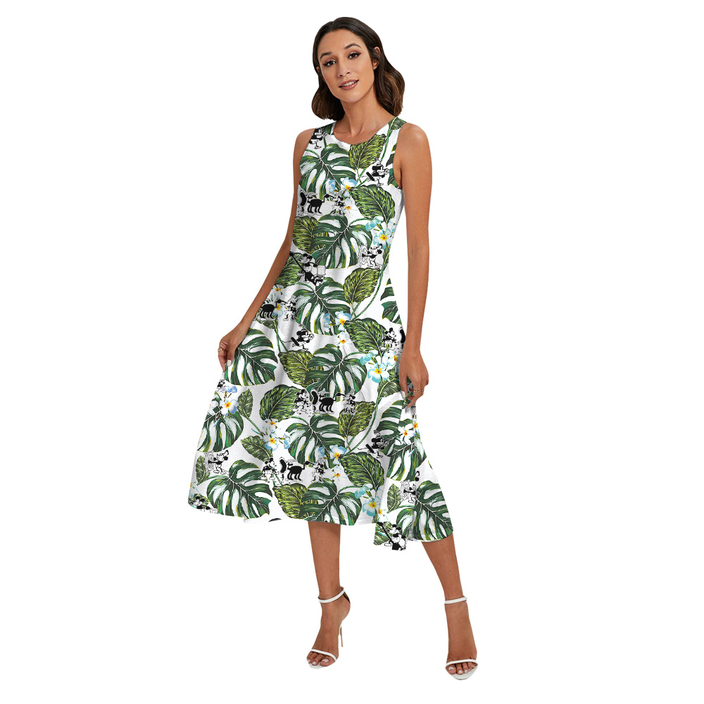 Tropical Leave Floral Mickey Steamboat Willie Matching Family Hawaiian Outfits