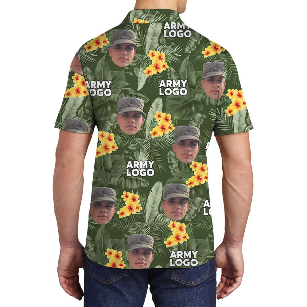 Custom Face And Logo Veteran Men's Collared Polo Shirt