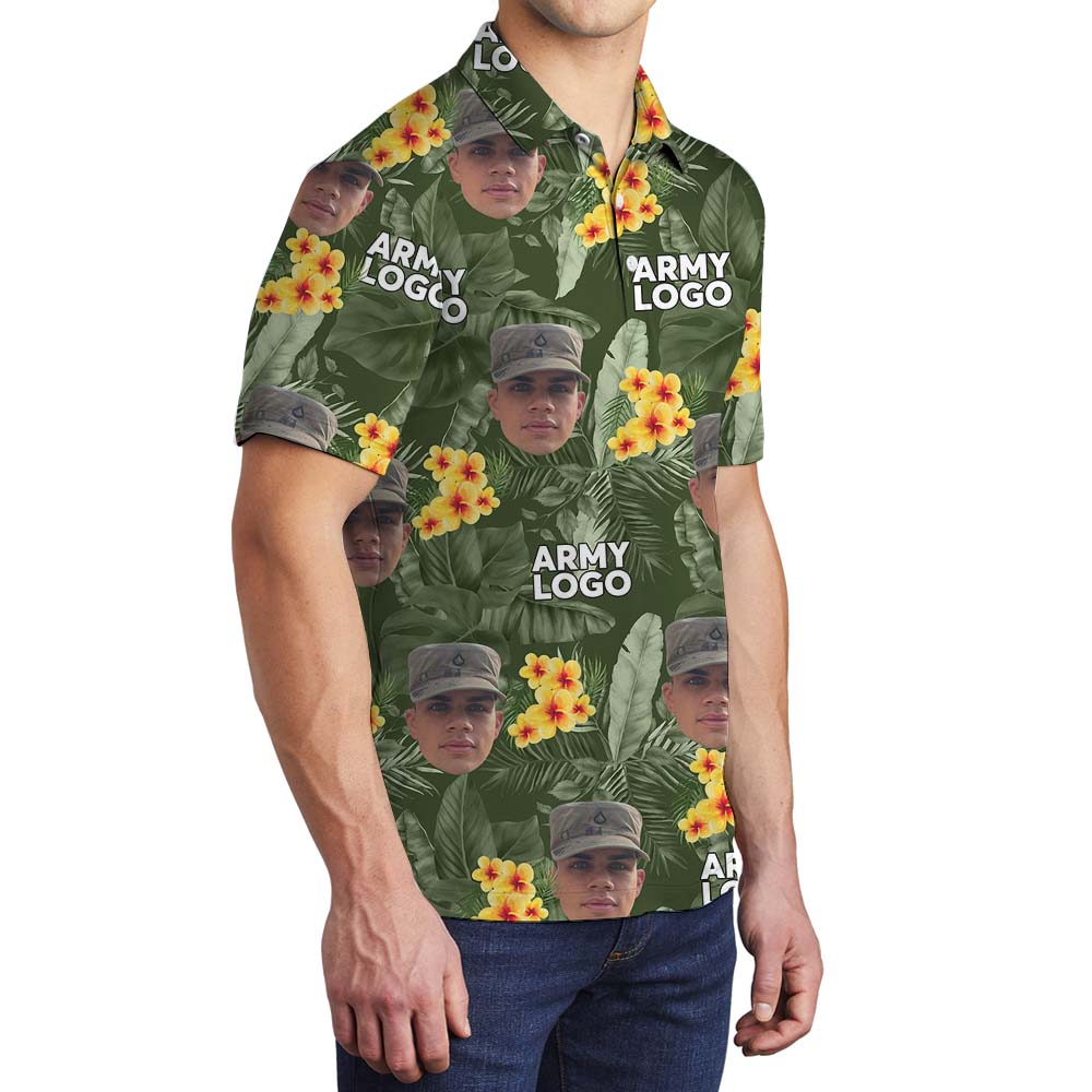 Custom Face And Logo Veteran Men's Collared Polo Shirt