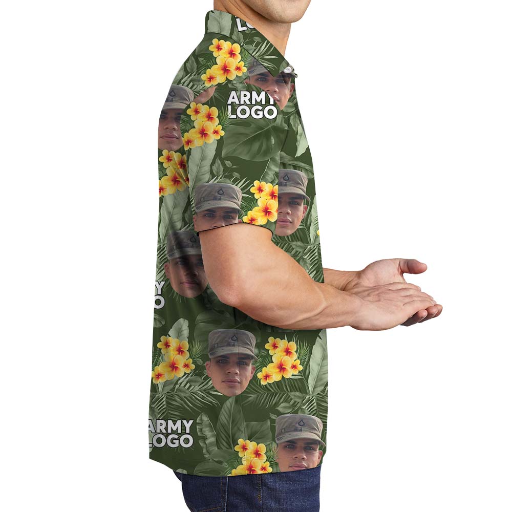 Custom Face And Logo Veteran Men's Collared Polo Shirt