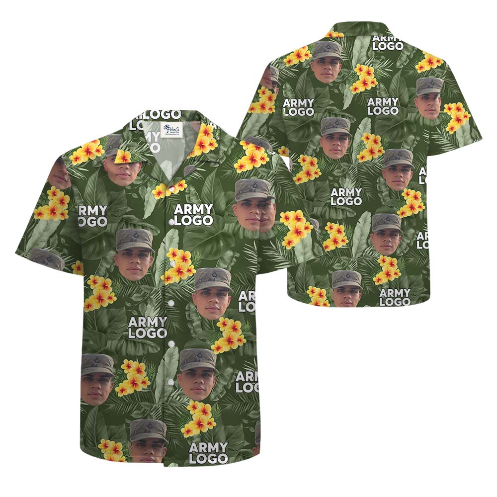 Custom Face And Logo Military Hawaiian Shirt