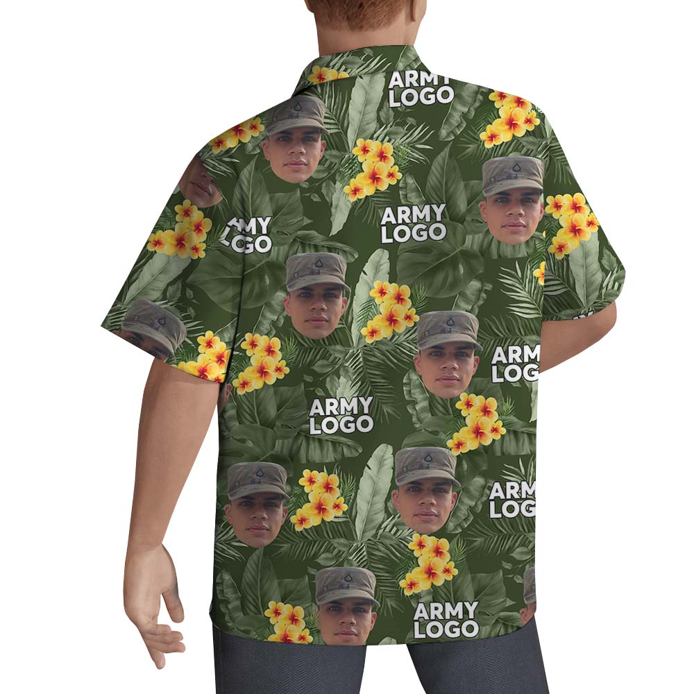 Custom Face And Logo Military Hawaiian Shirt