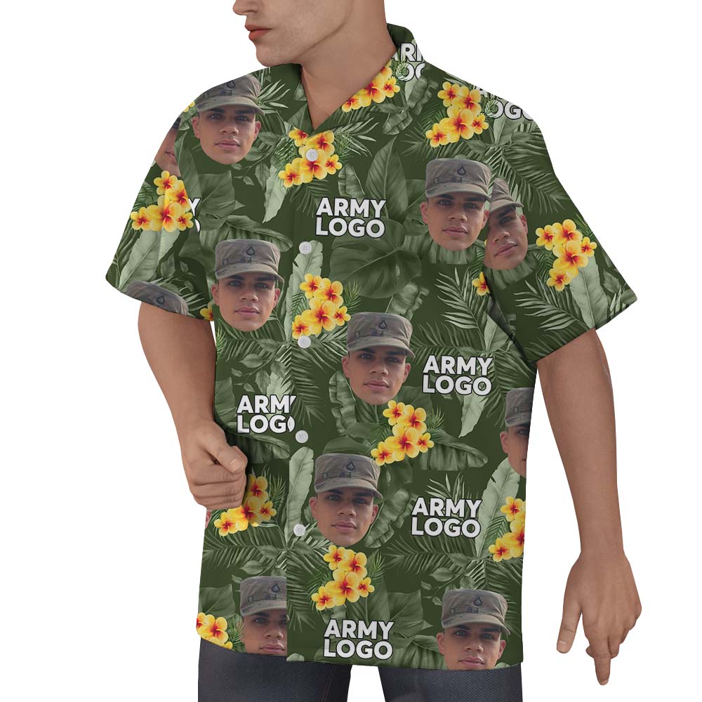Custom Face And Logo Military Hawaiian Shirt