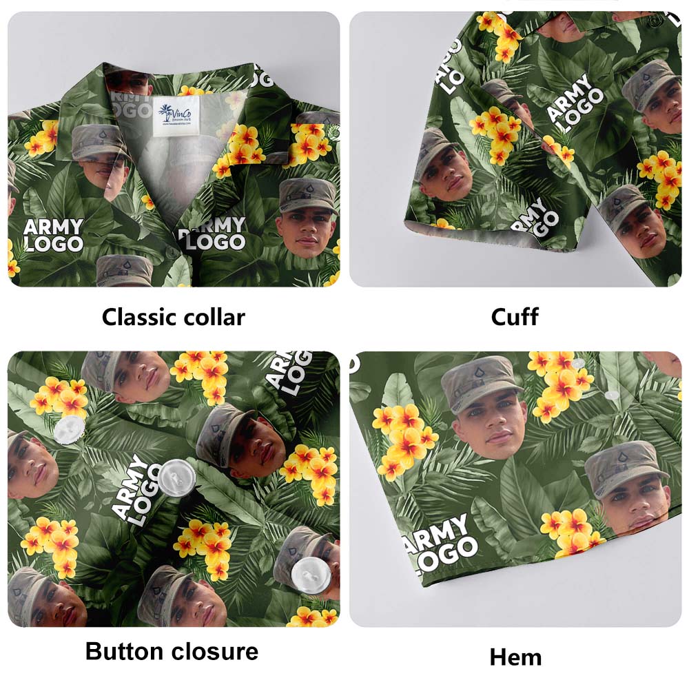 Custom Face And Logo Military Hawaiian Shirt