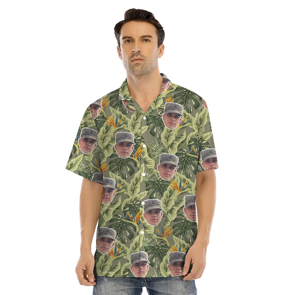 Custom Face Military Theme Matching Family Hawaiian Outfits