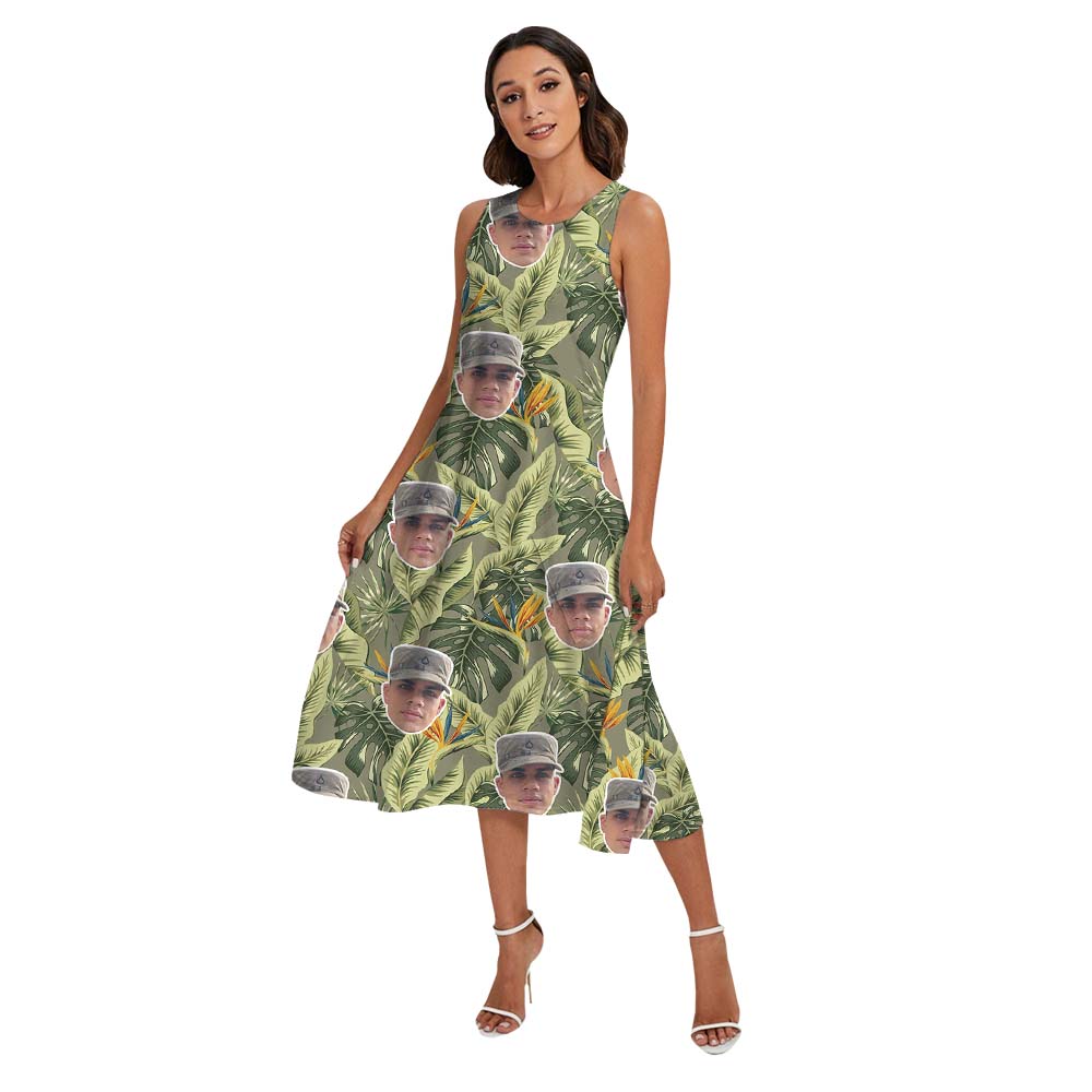Custom Face Military Theme Matching Family Hawaiian Outfits
