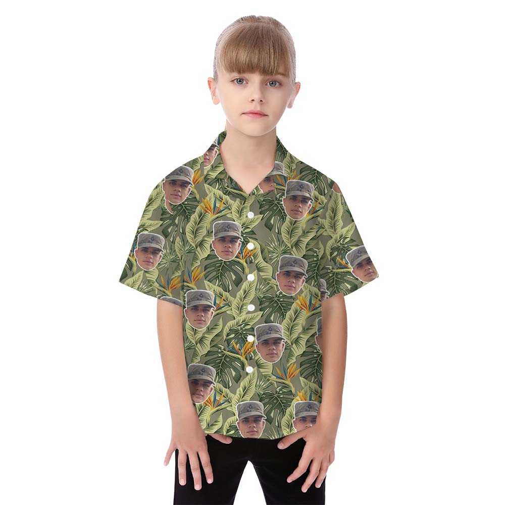 Custom Face Military Theme Matching Family Hawaiian Outfits