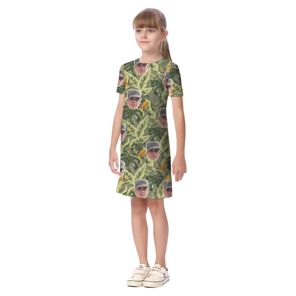 Custom Face Military Theme Matching Family Hawaiian Outfits