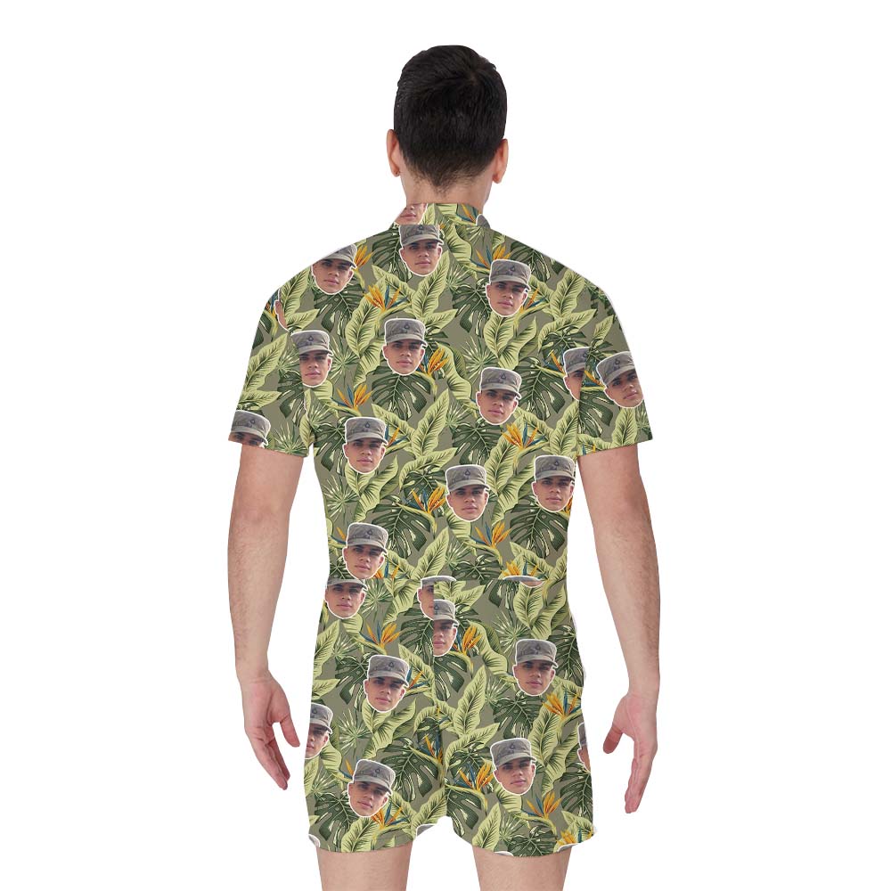 Custom Face Military Camouflage Men's Romper