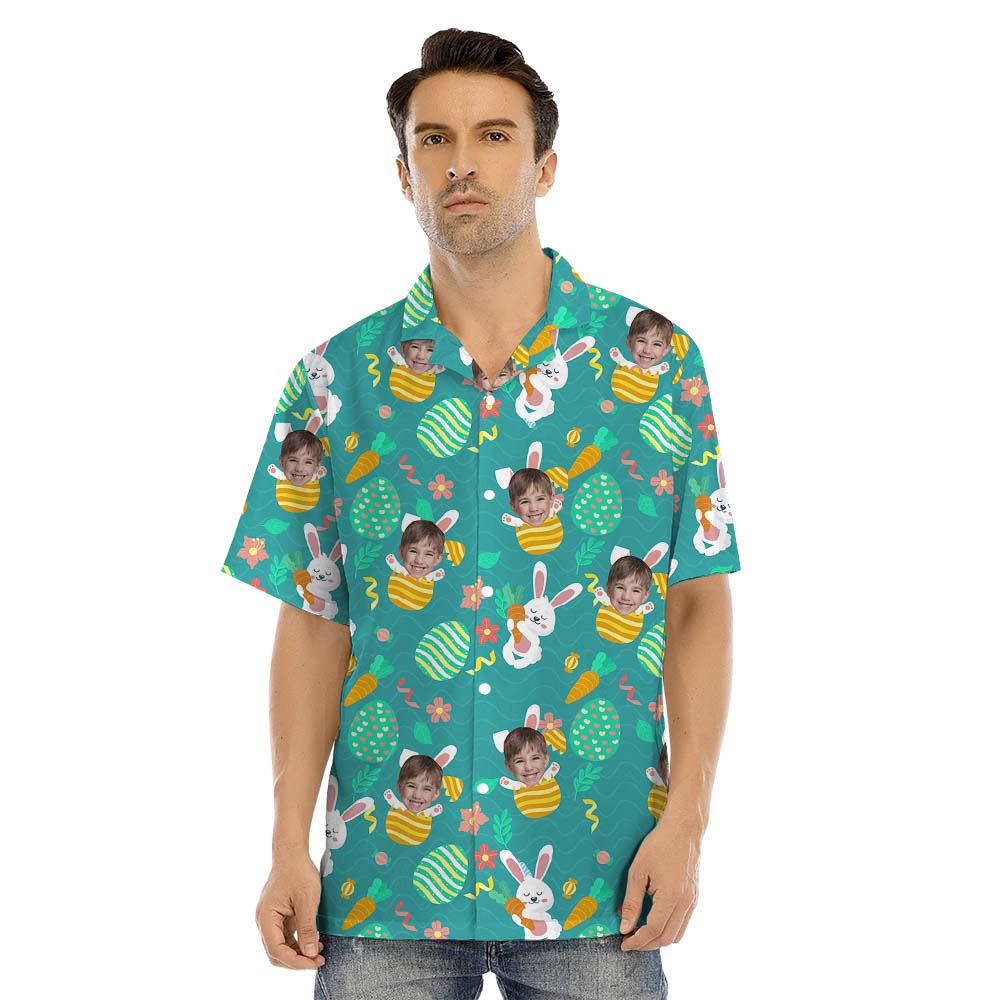 Personalized Face Easter Bunny Matching Hawaiian Shirt For Family And Dog