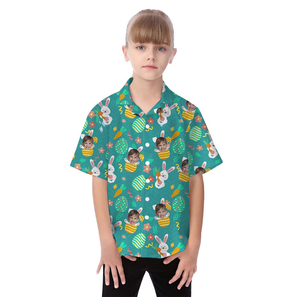 Personalized Face Easter Bunny Matching Hawaiian Shirt For Family And Dog
