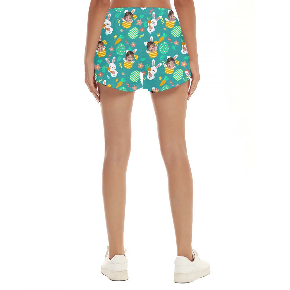 Custom Face With Easter Eggs Women Shorts