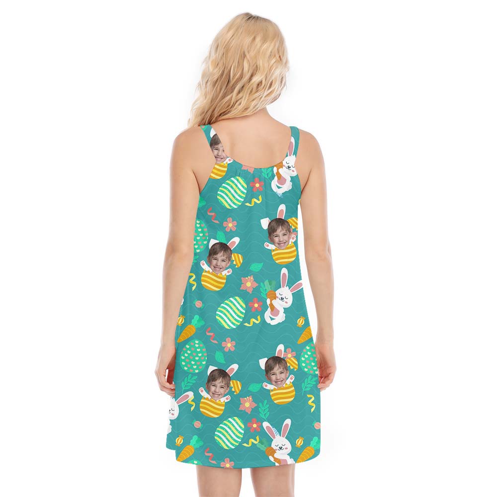 Made-to-Order Festive Bunny Face Easter Cami Dress For Women