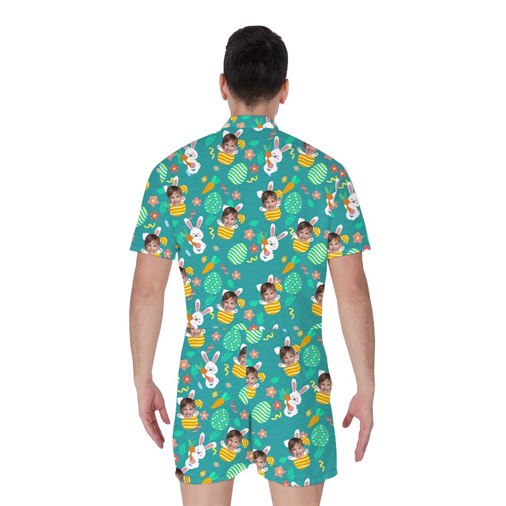 Customizable Photo Rabbit Egg Men's Romper