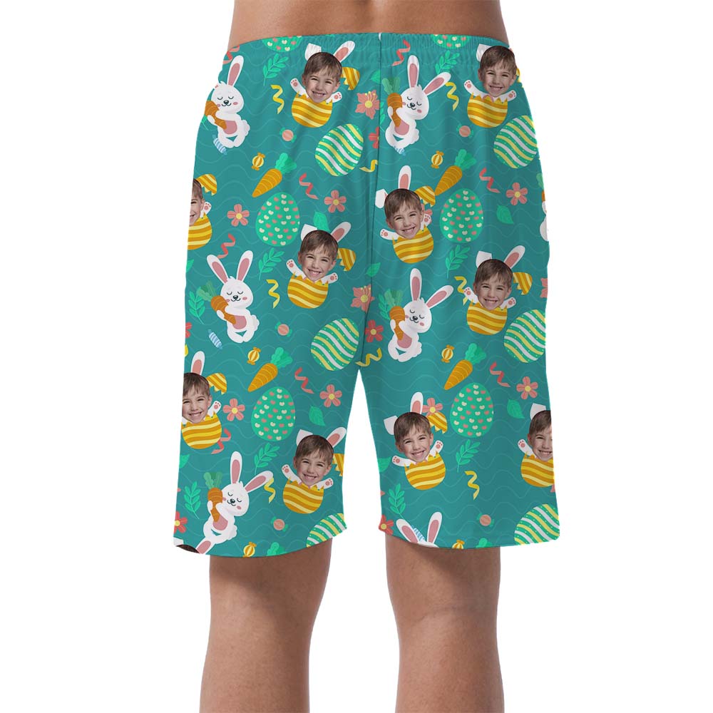 Custom Photo Bunny Egg Aloha Men's Shorts