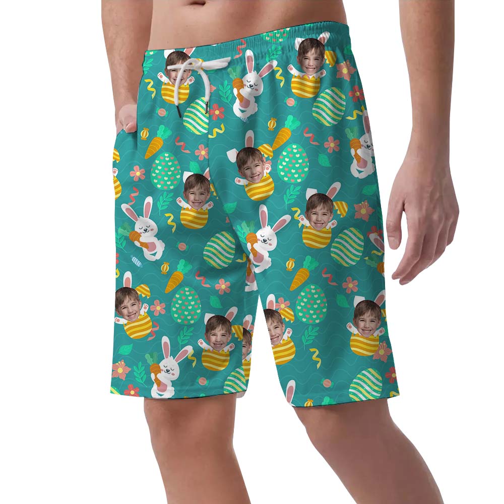 Custom Photo Bunny Egg Aloha Men's Shorts
