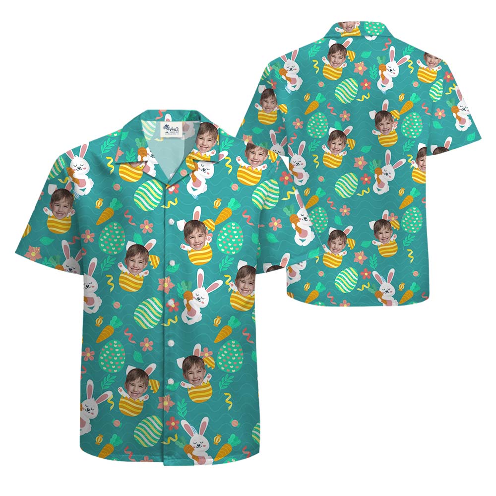 Custom Face Bunny Eggs Hawaiian Shirt