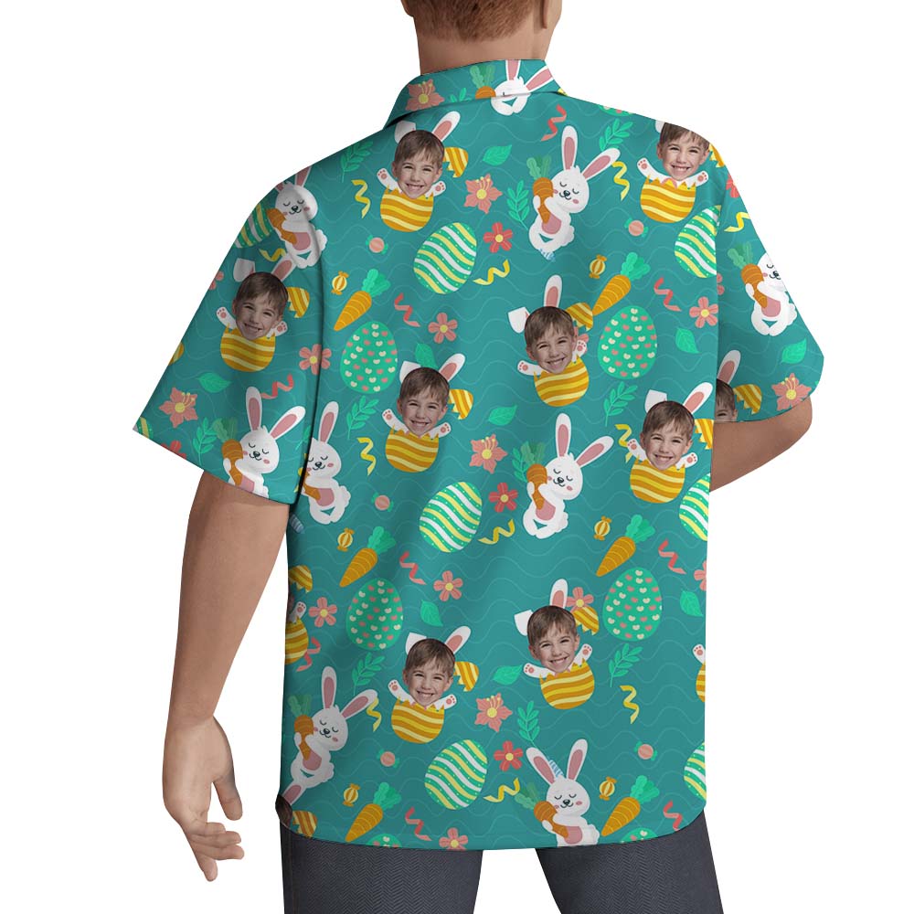 Custom Face Bunny Eggs Hawaiian Shirt