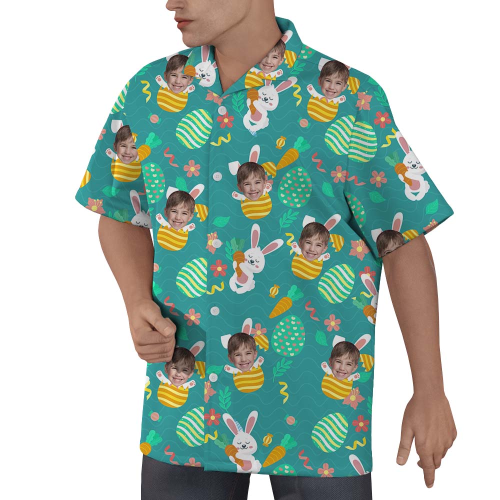 Custom Face Bunny Eggs Hawaiian Shirt