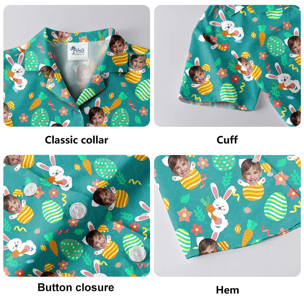 Custom Face Bunny Eggs Hawaiian Shirt