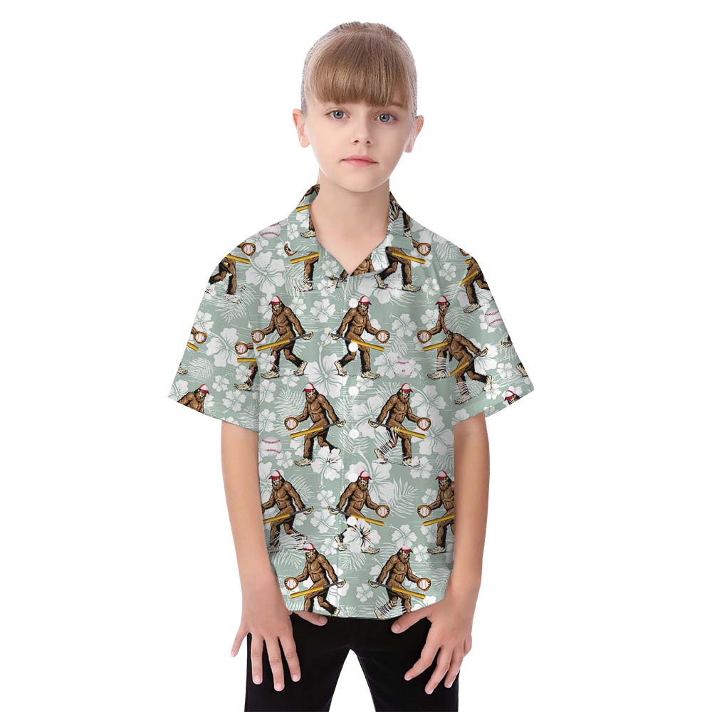 Baseball-Themed Bigfoot Matching Hawaiian Family Outfits