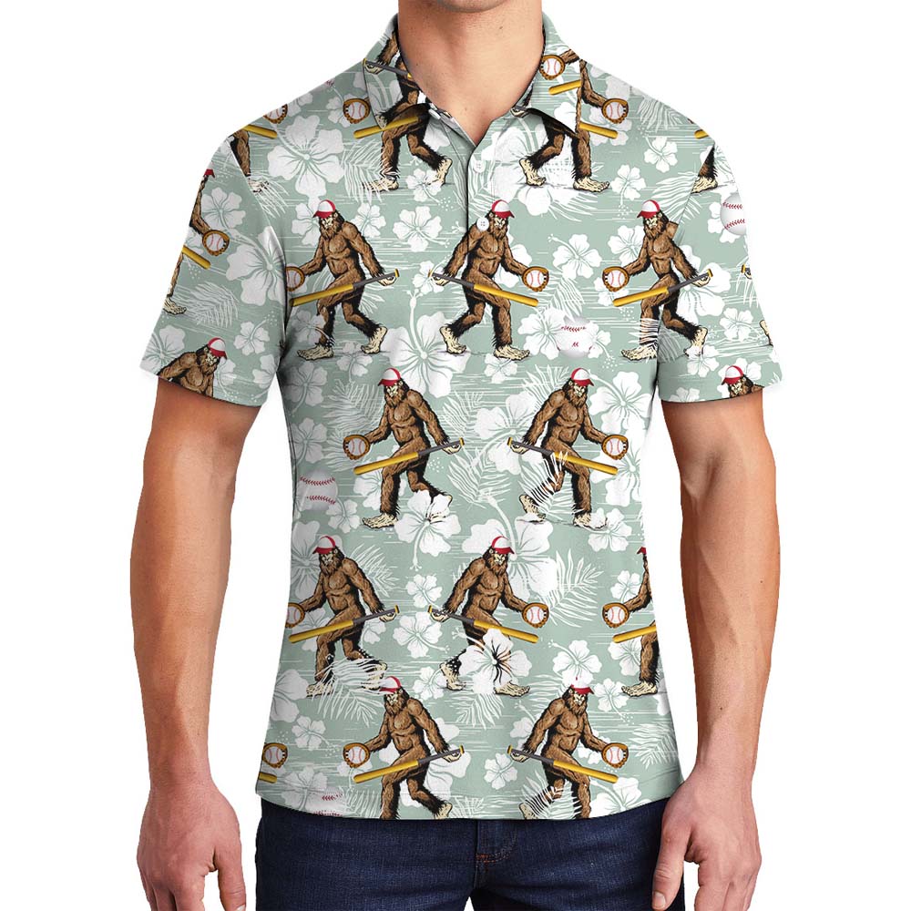 Sasquatch Baseball Tropical Men's Polo Shirt - variant image 1