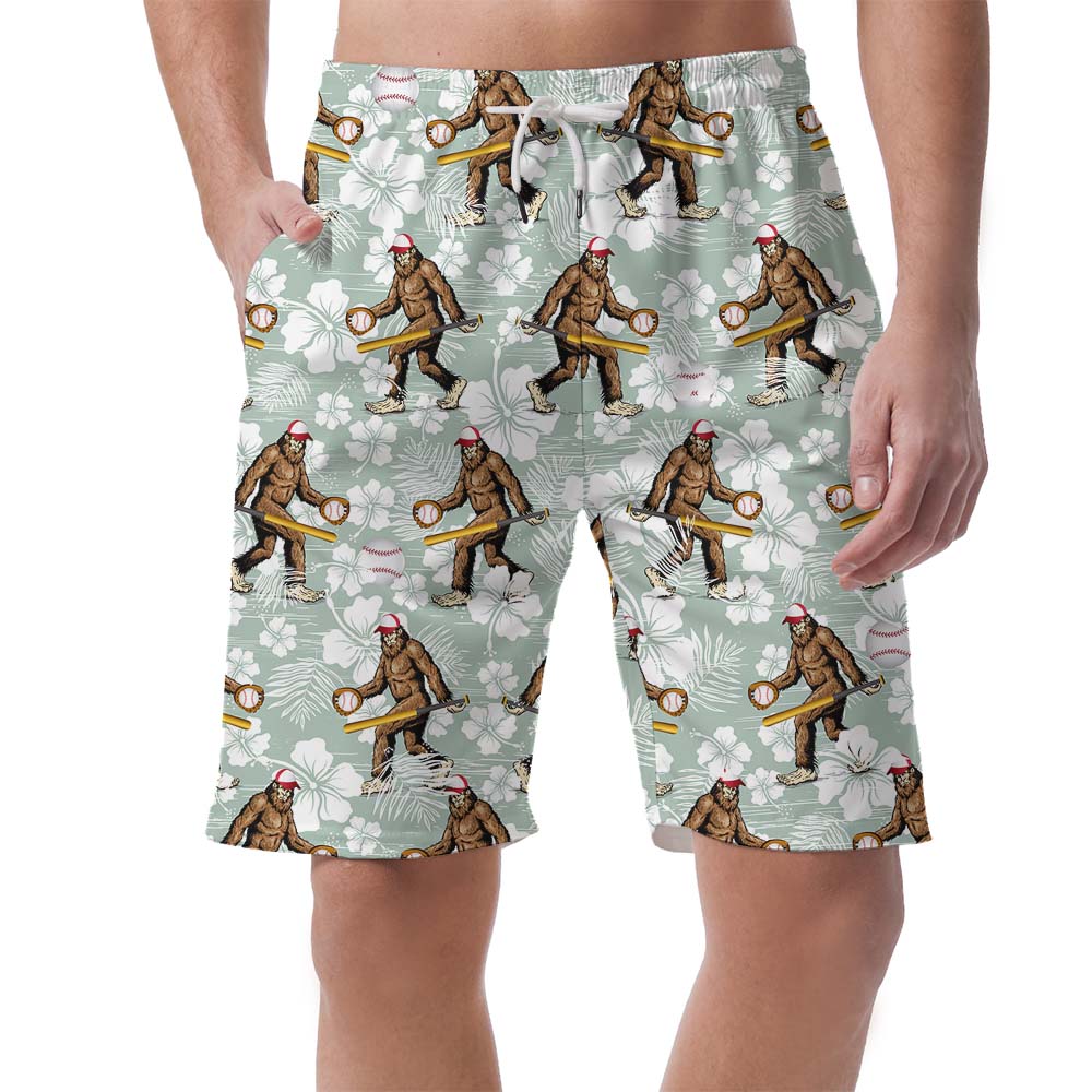 Novelty Bigfoot Baseball Men's Beach Shorts - variant image 1
