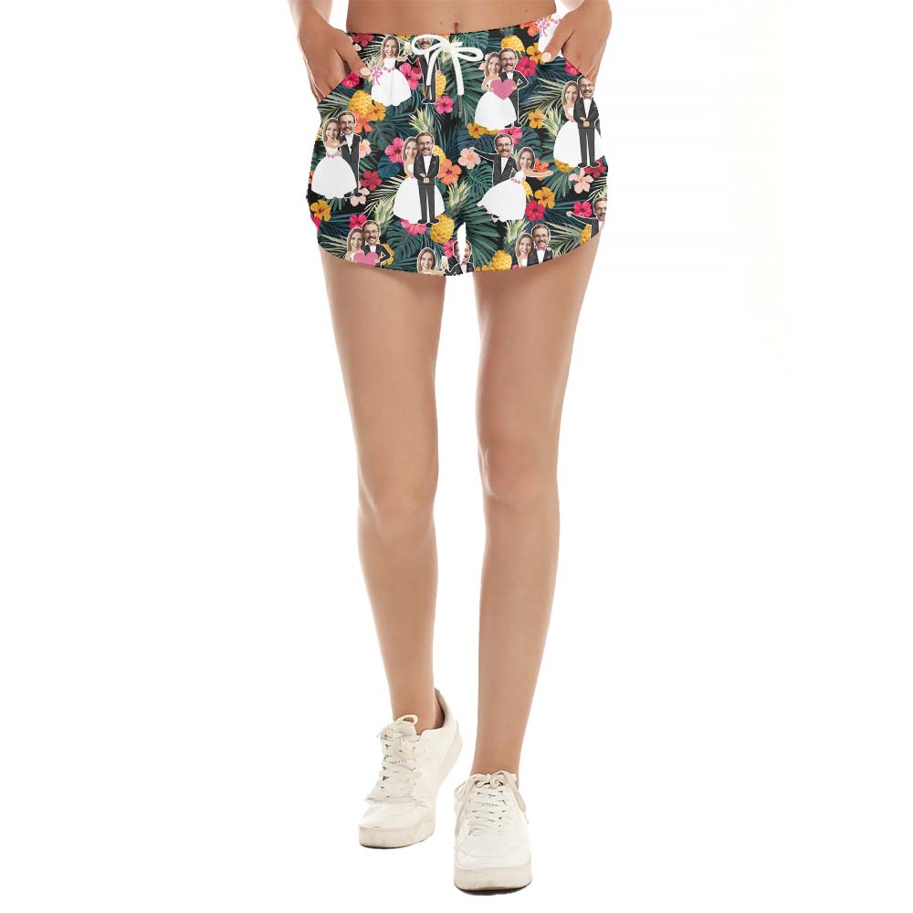 Tropical Couple's Face Hawaiian Wedding Shorts - variant image 1