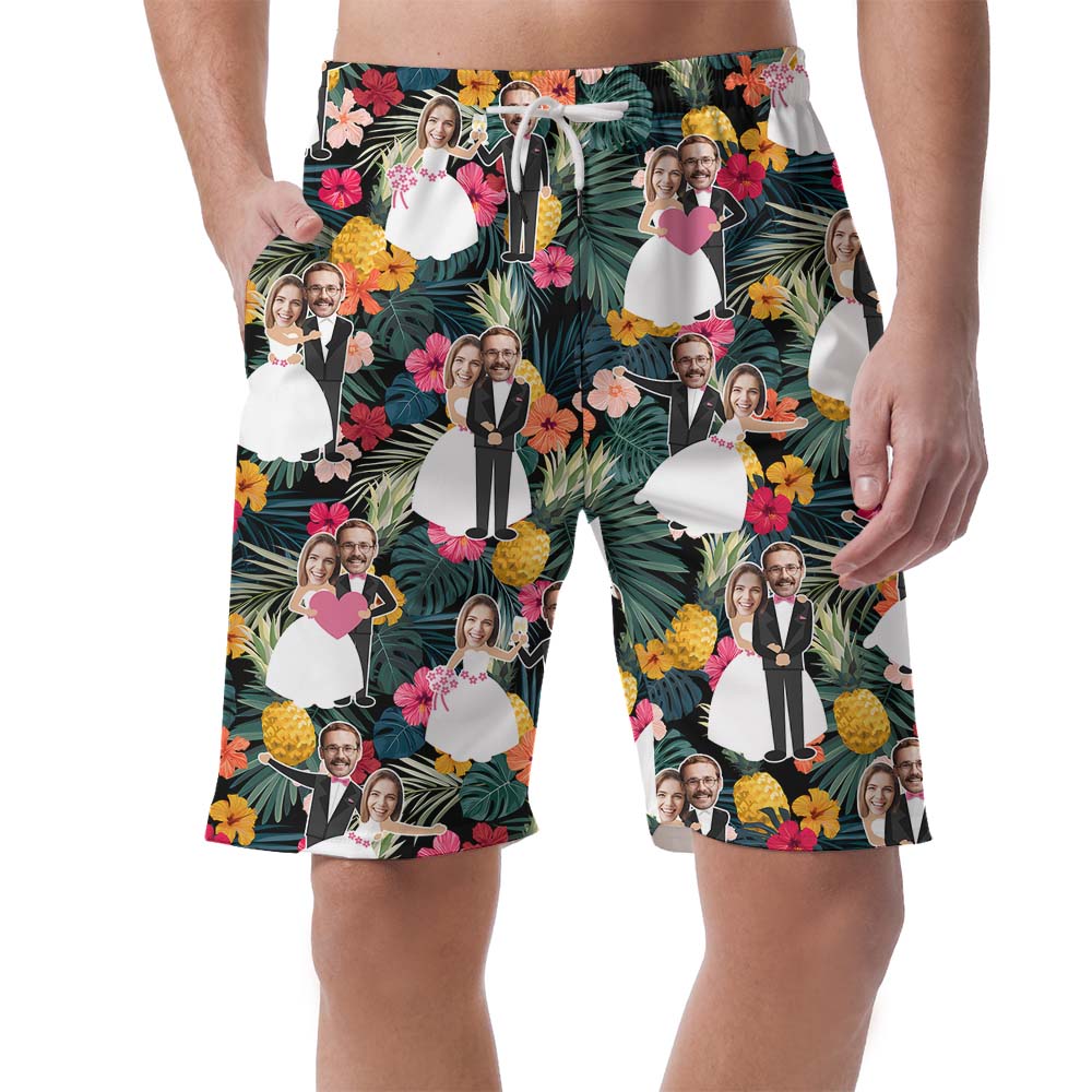 His and Hers Custom Face Wedding Swim Trunks - variant image 1