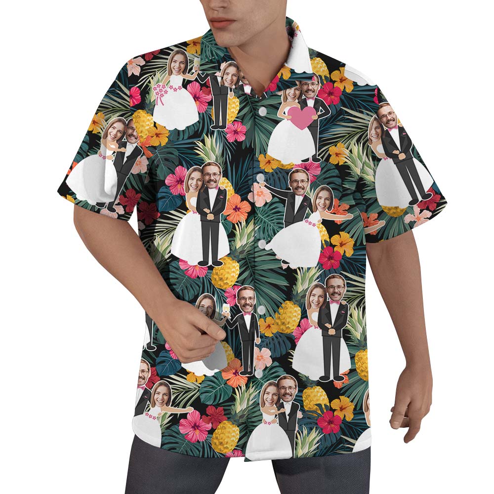 Custom Face Tropical Wedding Hawaiian Shirts - variant image 1