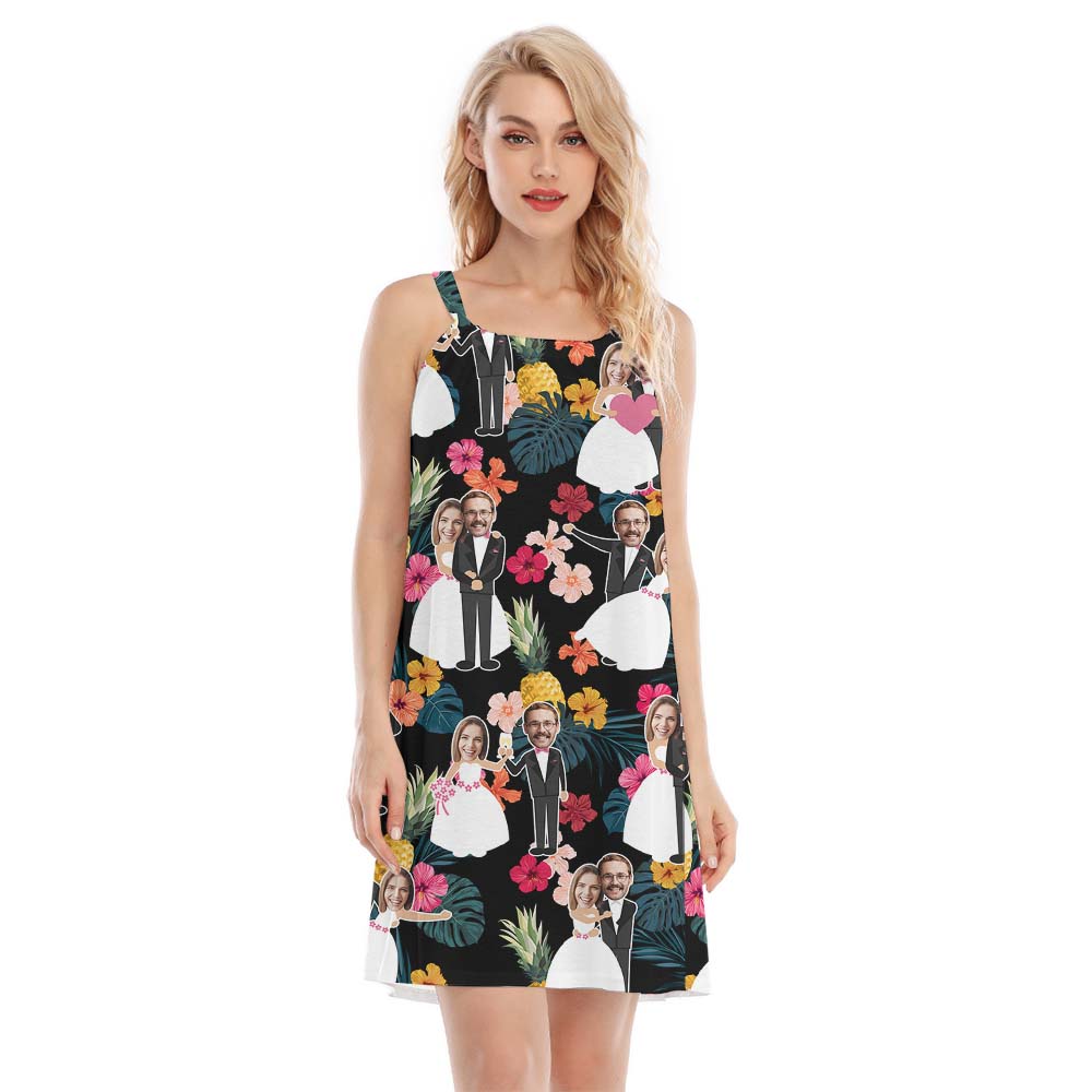 Custom Face Pineapple Themed Wedding Hawaiian Cami Dress - variant image 1