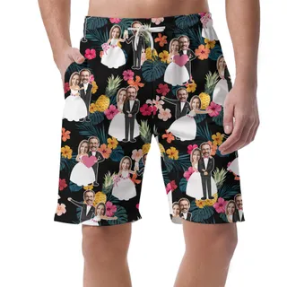 Couples Pineapple Print Wedding Men's Hawaiian Shorts