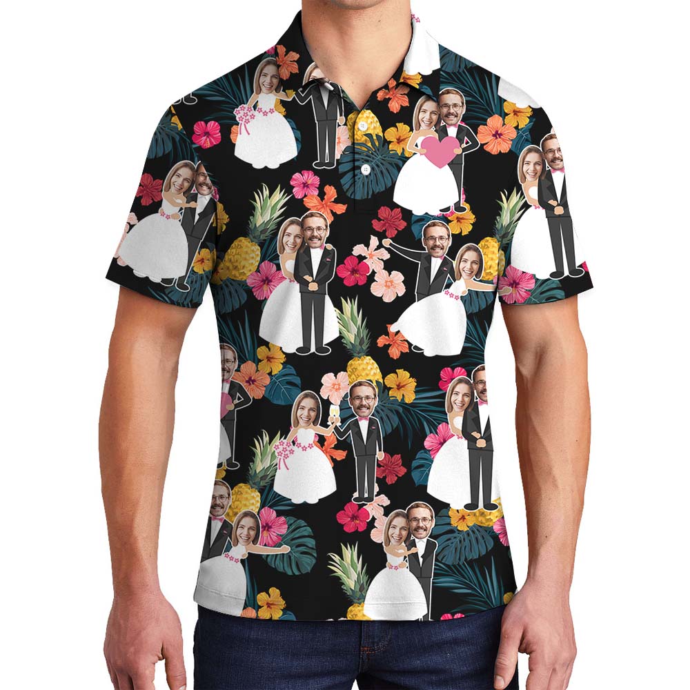 Personalized Face Pineapple Polo Shirts For Wedding - variant image 1
