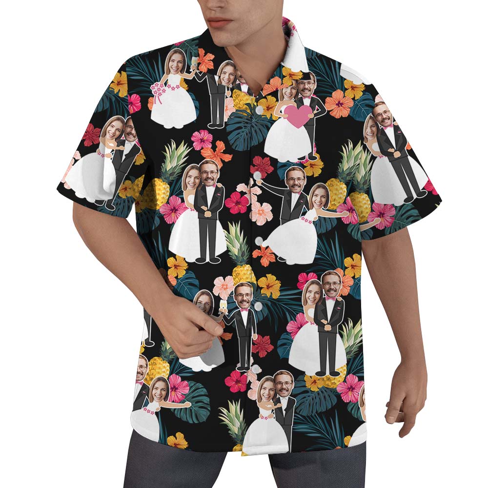 Custom Face Pineapple Wedding Hawaiian Shirts - variant image 1