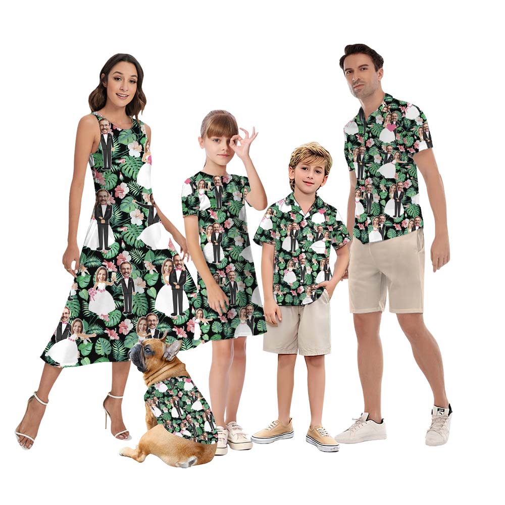 Personalized Face Hawaiian Wedding Anniversary Matching Family Hawaiian Outfits - variant image 1