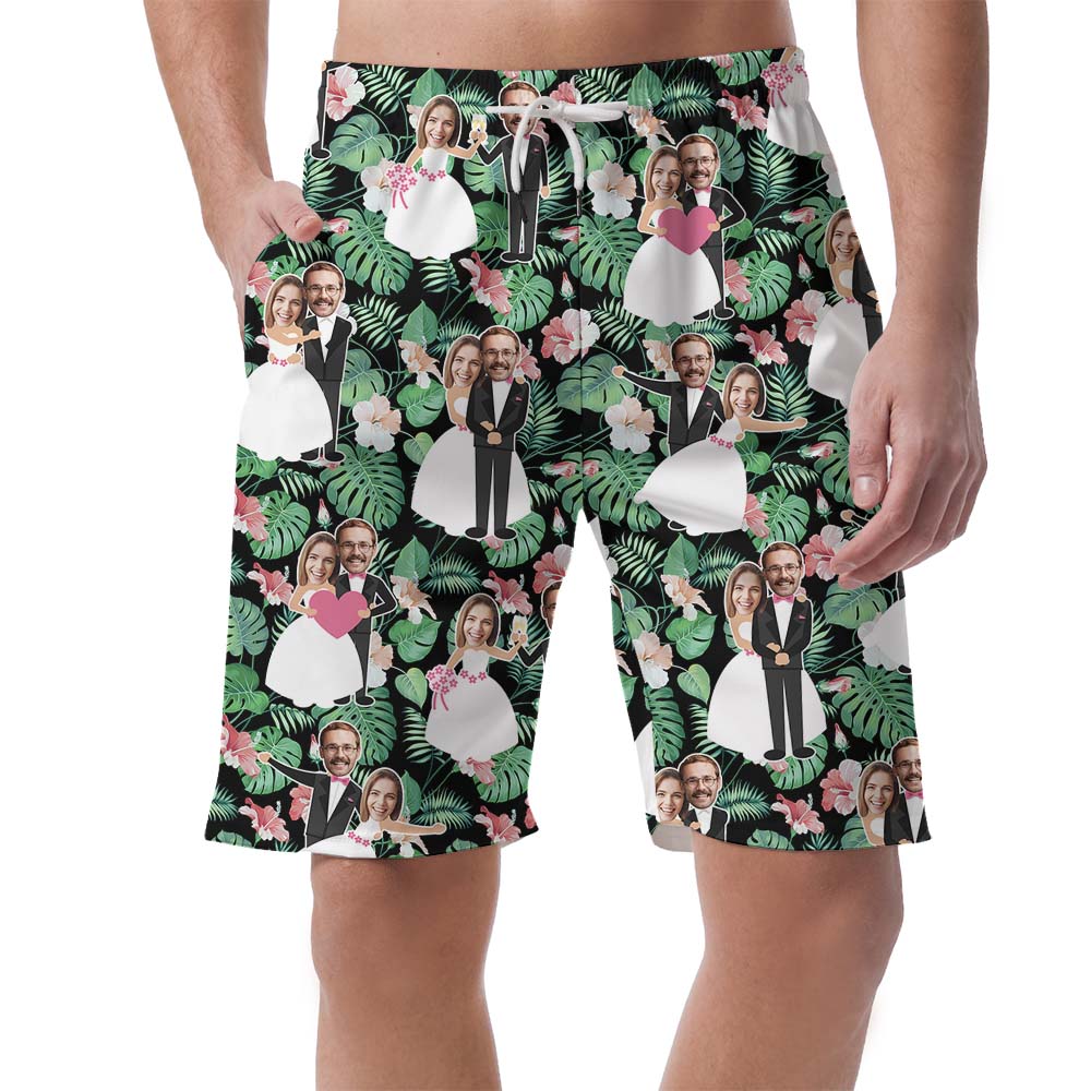 Couples Custom Hawaiian Wedding Men's Swim Trunks - variant image 1