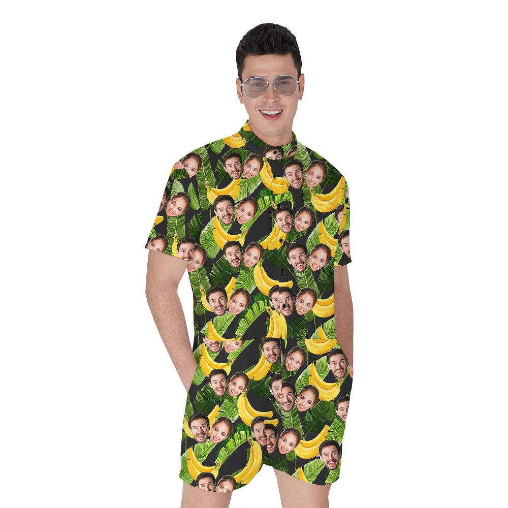 Personalized Couple Banana Hawaiian Romper Men - variant image 1