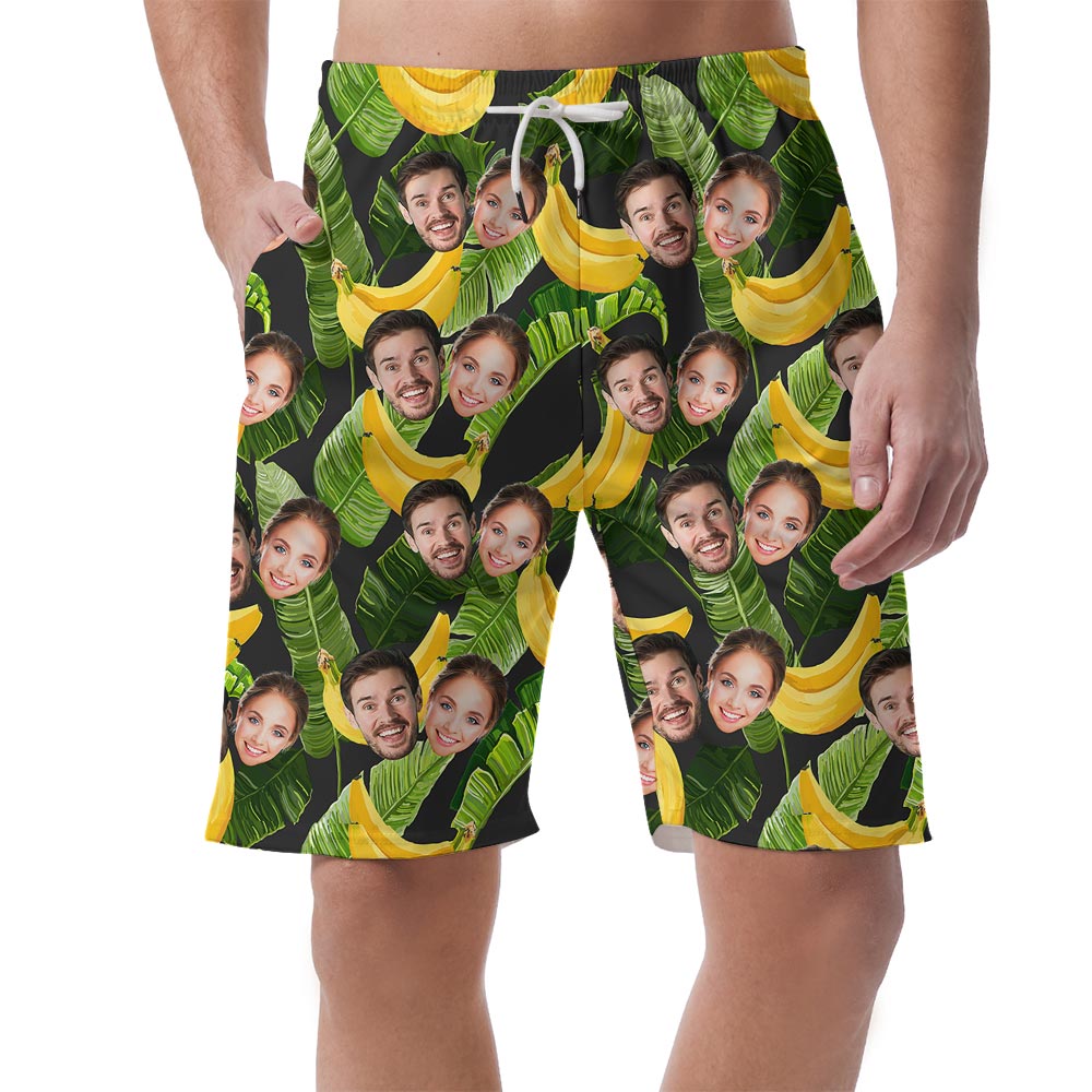 Custom Banana Hawaiian Shorts Men With Couple Faces - variant image 1