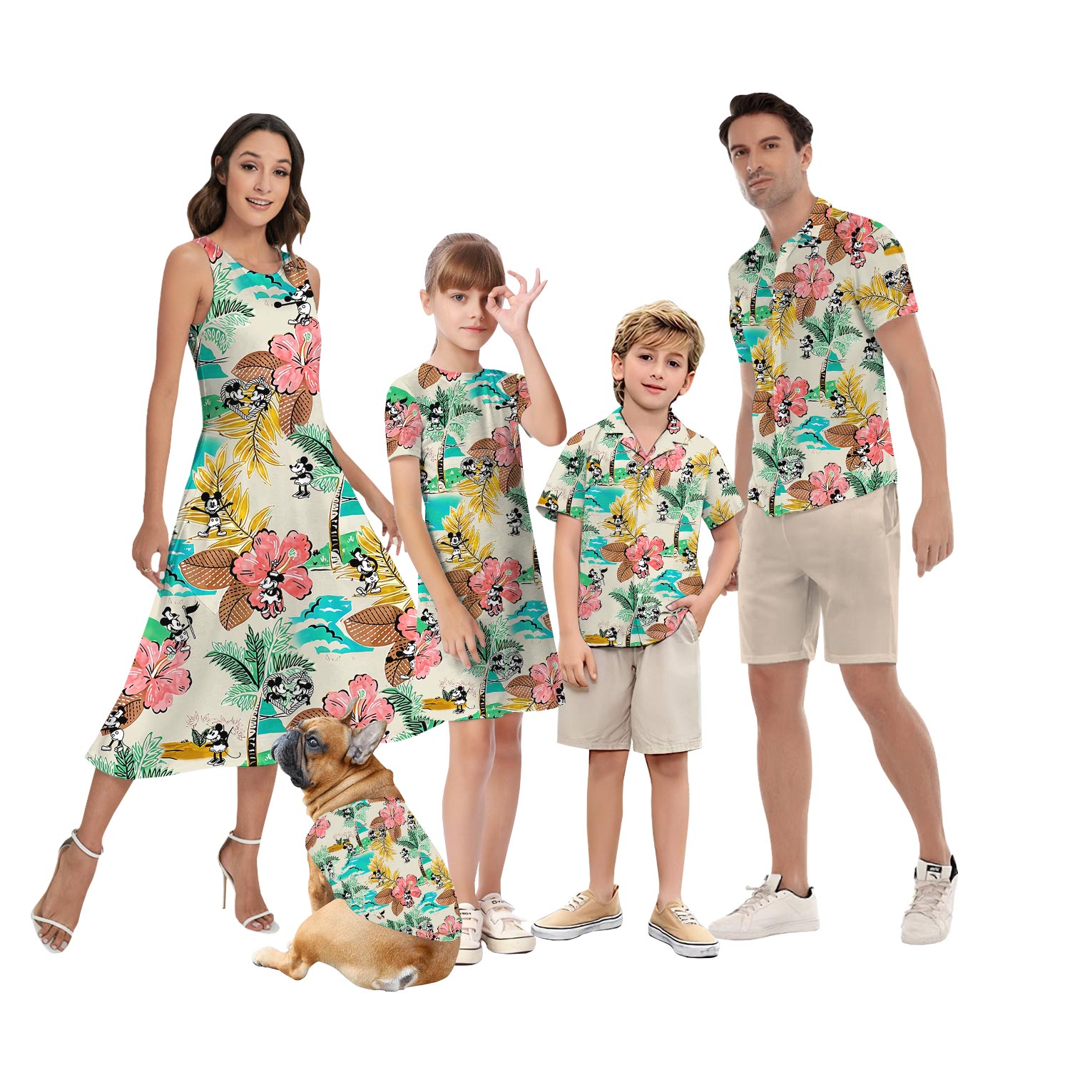 Floral Mickey Minnie Hawaiian Shirt Matching For Family Steamboat Willie - variant image 1
