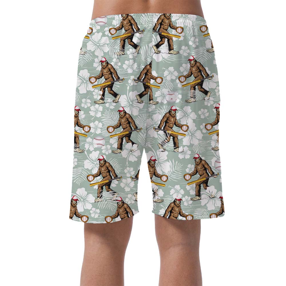 Novelty Bigfoot Baseball Men's Beach Shorts