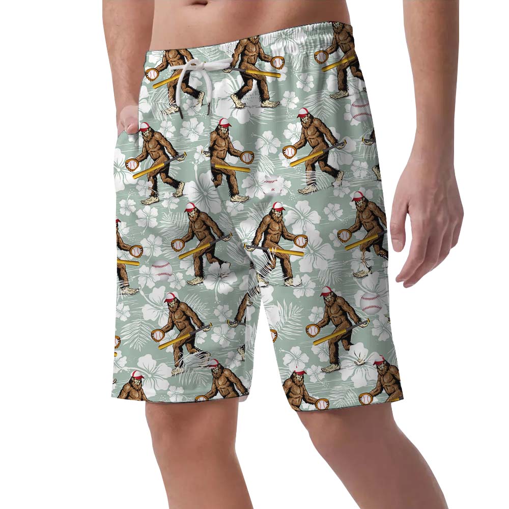 Novelty Bigfoot Baseball Men's Beach Shorts