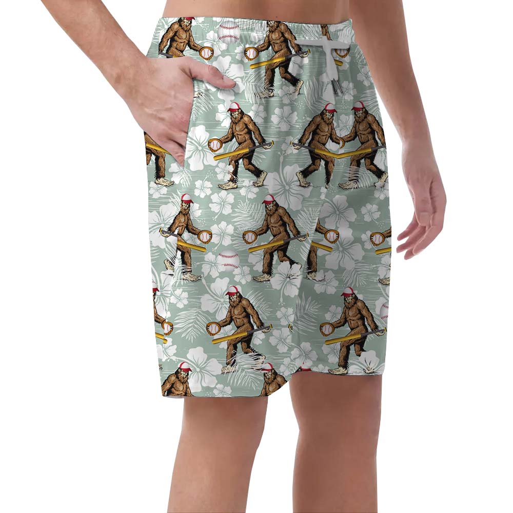 Novelty Bigfoot Baseball Men's Beach Shorts