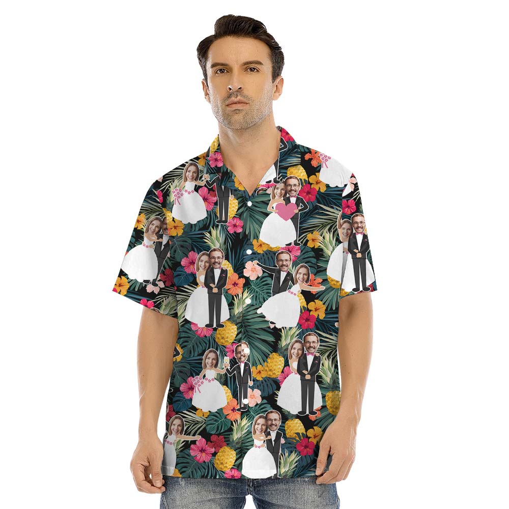 Personalized Bride And Groom Matching Hawaiian Shirts