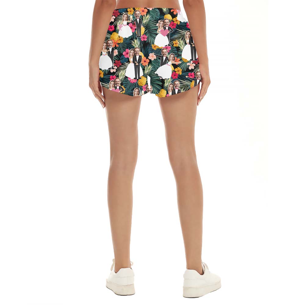 Tropical Couple's Face Hawaiian Wedding Shorts