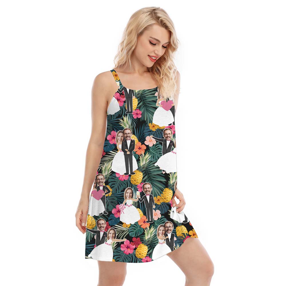 Cool Custom Face Couple Wedding Women's Cami Dress