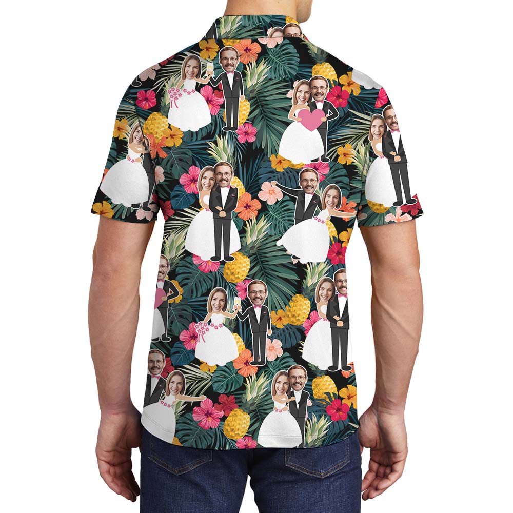 Custom Bride And Groom Face Men's Polo Shirts