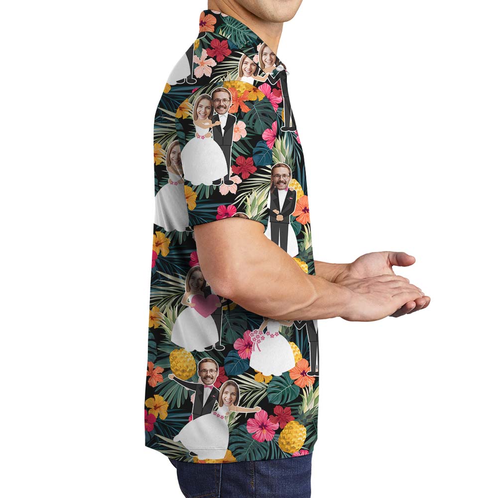 Custom Bride And Groom Face Men's Polo Shirts