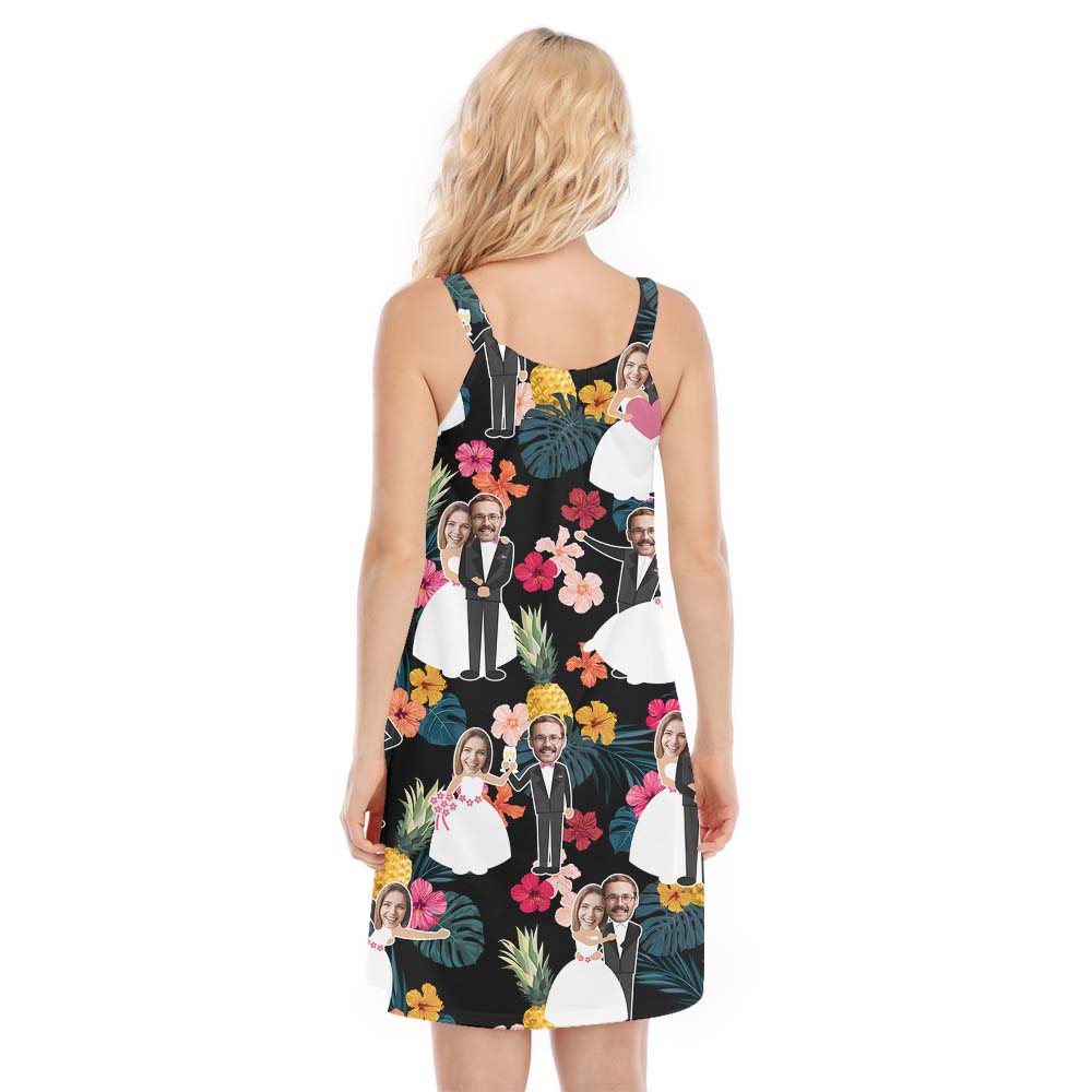 Custom Face Pineapple Themed Wedding Hawaiian Cami Dress